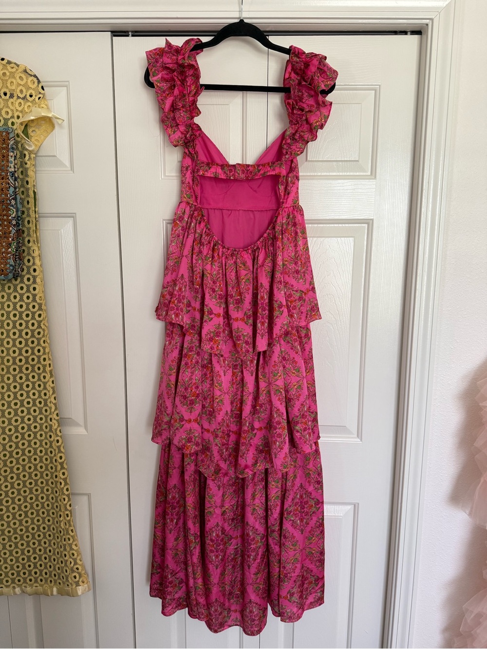 Karlie Pink Floral Ruffle Strap Tiered Maxi Dress Romantic Coquette - Picture 6 of 12